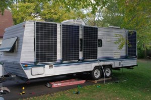 All solar panels mounted and hung for the first time. Everything stayed up!