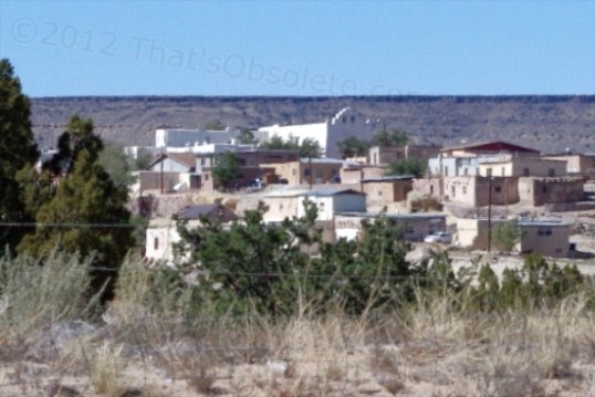 The San Jose de la Laguna Mission rises above everything else.