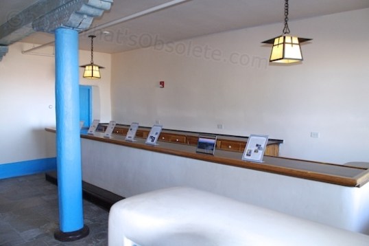 Part of the large Tap Room, which is just inside the original entrance on the lower level. The object in the foreground is one of two large shrouds over radiators.