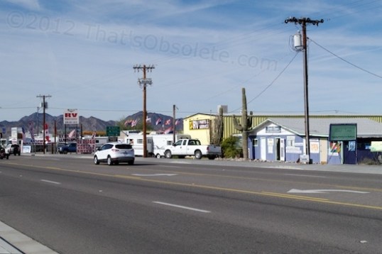 This is Greater Metropolitan Quartzsite. Not much to look at, but one trip around the perimeter loop to reach the pharmacy can easily top 11 miles from camp.