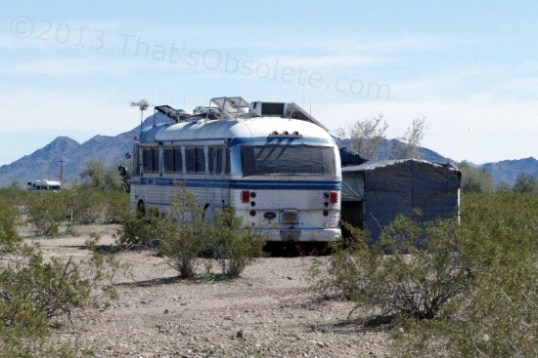 This converted bus has been here as long as I have, and has never moved. They've got more solar panel wattage than I do! Let's see if they move out before I do.