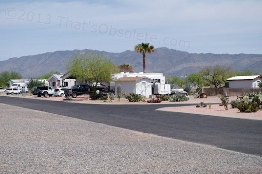 A typical North Ranch street. Wide and paved. Housing ranges from park models to modular to conventional.