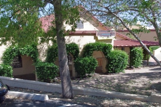 The backside of the alleged Trinidad House features a quiet, shady overhang and sitting area.