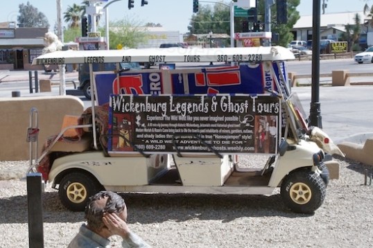 Gaudy, no? You can take colorfully-narrated walking tours through Wickenburg. There is a Jeep Tour place just down the street, too. They load up and go down the wash, then up along some trails (including past the Enterprise!) I'm sure that alone impresses the hell out of them. If I had the dough, I'd probably take both. The actual history of Wickenburg is both long and interesting, so the narration is the main value here.