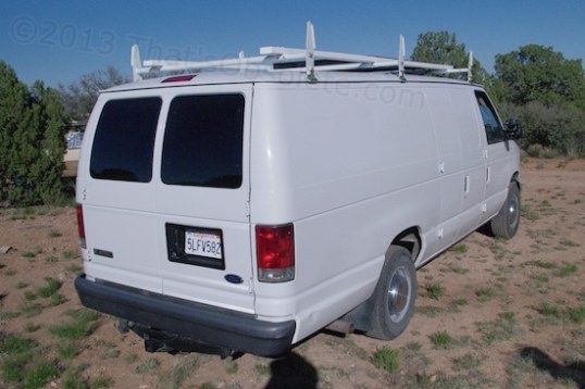 Unlike my rig, vans have no problem with either rough terrain or in-town store parking lots.