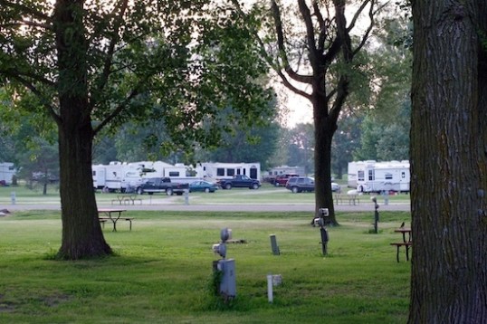 I'm looking from the old section of the park toward the new. The spaces in my area are shorter and narrower. Except for weekends, it's less crowded, too.