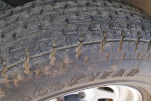 You can't see the bulge here, but you can see the rubber tread lugs separating because the carcass is letting go.