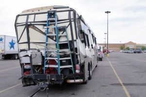 Afraid of a little wind? Yup. It blew this motorhome right over.