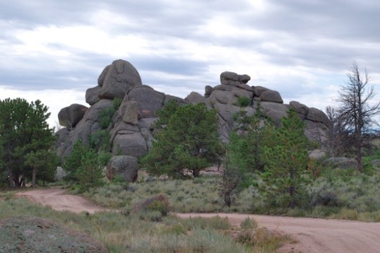 This camping trail leads to a large circle right beside the boulders.