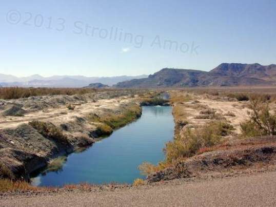 A canal feeding brine back toward the Bonneville Salt Flats.