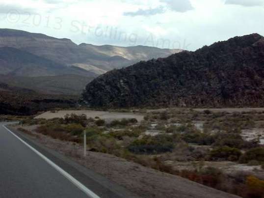 Some of the terrain gets right up  near the roadway. I thought this was unusual in that it's not a spread-out slope.