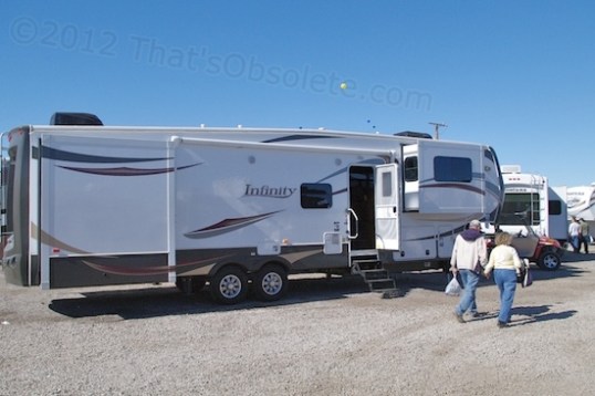 Whoa! Can you see yourself pulling this big 5th-wheel down a winding, tree-lined, rugged forest road, or a hairpin mountain turn? On grades, weight and traction issues abound. Nice for other places, though.