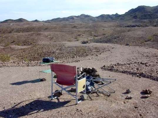 Up on a ridge, this chair was set between two travel trailers for a heckofa view. There was only room for two trailers up here. Many ridges were larger.
