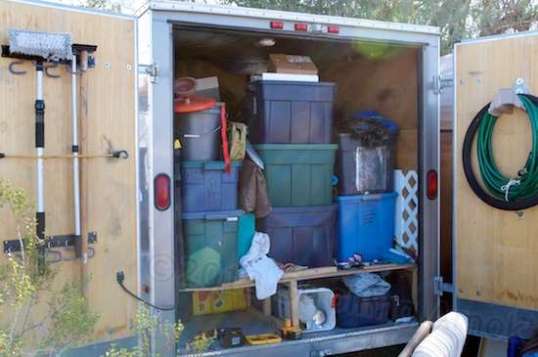 Well, when you live in a van and pull a sizable cargo trailer, anything is possible. There's a little workshop area up front!