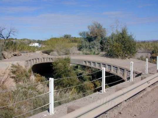 This threw me at first - an old concrete bridge proudly wearing 40 swastikas! At center are the initials "U.S.R.S."