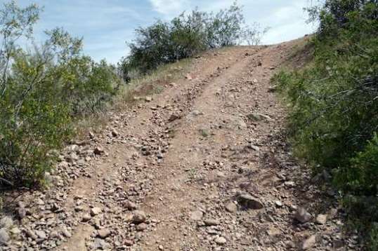 Here's one drop into a wash that was tricky to even walk!