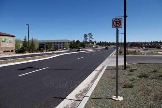 The busy metropolis of Tusayan, Arizona. It actually sees some traffic on weekends, when vehicle clubs make it a tour destination.