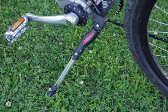 The kickstand looks weird but is very stiff.