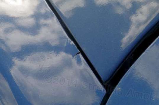 The front left fender edge along the hood has similar problems, and sitting out in the weather is not the best thing for it.