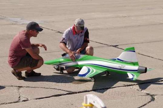Here's the jet, and it had to stay well off the fringes of the pack, because it flew so quickly that no other flyer would be able to react to it in time to avoid a crash.