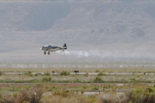 The Texan lands after discovering a hydraulic line leak.