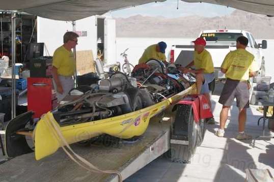 There's a lot of machinery packed inside this sleek four-wheel sled.