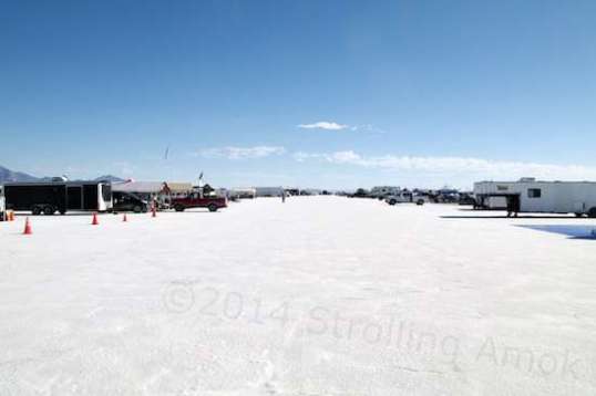 The pit area consisted of several long rows like this. No need to pack together with so much acreage available. And given the trailers and long-wheelbase cars, sharp turns don't always happen.