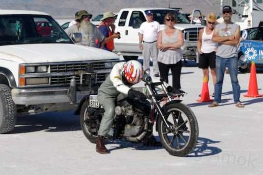 The normal motorcycles have to get rolling on their own. The truck is just there for support.