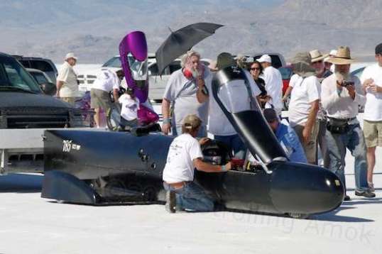 Warming up the engine and waiting their turn.