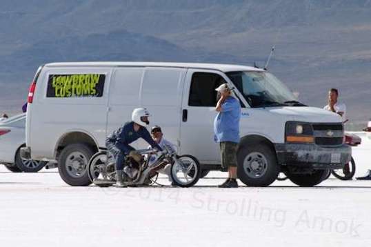 If I recall rightly, this is an old Triumph engine in a custom frame.