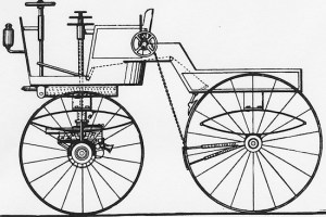 A diagram from the infamous Selden Patent, where Mr. Geo. Selden initially succeeded in patenting the "hydro-carbon road engine", the generic gas-engine automobile. The first patent troll?