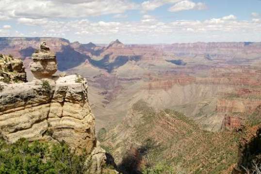 Duck on a Rock. Toward the left is a fat boulder, the top of which has eroded to form a part resembling a duck's bill. It's kind of like cloudgazing, but with a a lot slower change. 