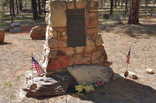 This memorial stone says, "In memory of those who gave their lives serving our country," listing a few area names from both World Wars.