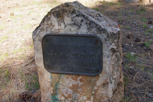 "U.S. Park Service Blacksmith Louis L. Richard. Died Dec. 18, 1928. 'Thy will be done.'"