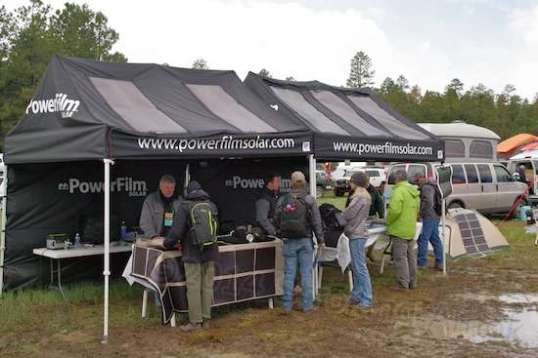 Solar panels built onto tough fabric. Innovative. Expensive.