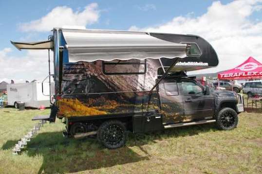 Ahmmm, no. This is a rental camper. The flatbed style gives it plenty of interior space, but the high center of gravity of the tall hardside would give me the willies at every crowned trail as it flopped toward one side or other. The awful graphics and styled low-profile tires make it look more rad than it is. Rent it, but take it easy.