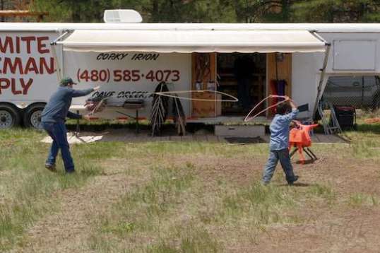 Tons of families set up camp, mixing the needs of camp life with practice, practice, practice.