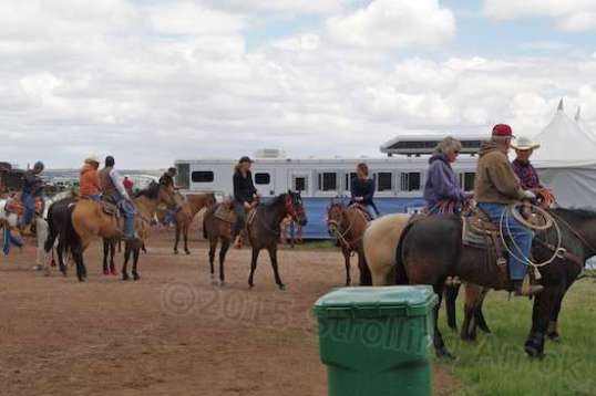 Lots of horse folks hanging around. You know how you see twenty-something girls walking together and talking at mini-malls? Here, they passed by on horses. Sort of the same, but not quite. 