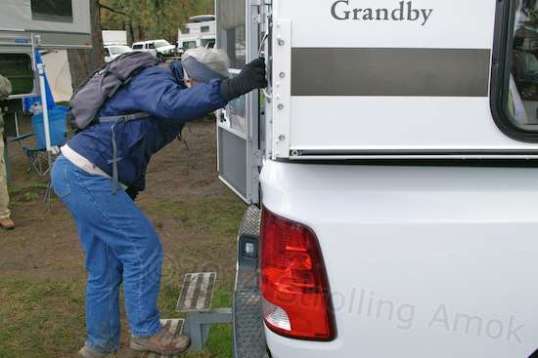 For us more mature users, that low door height is okay to get into, but awkward to back out of. It's not practical to try to walk out and down facing front.