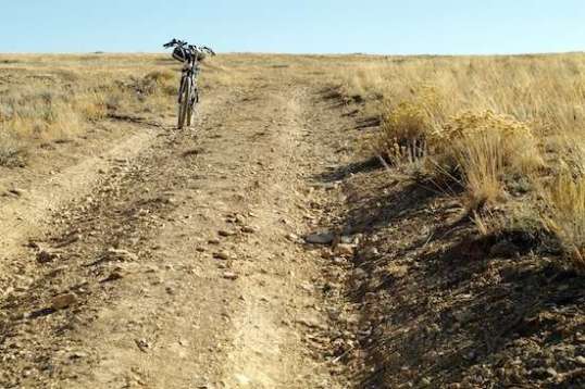 Just a gratuitous e-bike shot. Once I saw that braking traction would become an issue ahead, I parked it.