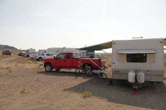 Camped near the Bonneville Salt Flats to watch some land speed record attempts. They were there for a week, I stayed for about 2 and a half months, to see other events too.