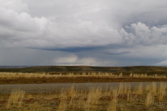 Spin a 180, and see distant rainfall that missed camp.