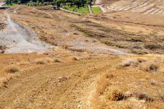 A steep drop too loose to bike down safely.