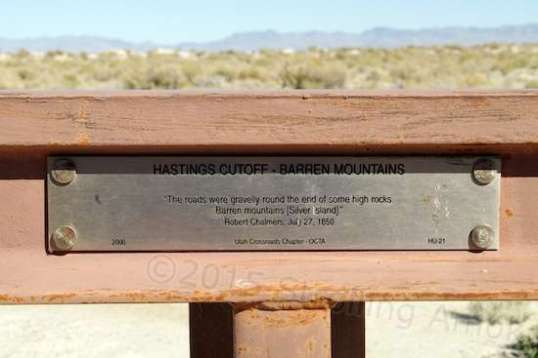 A plaque put up to note the loop's intersection with the infamous Hastings Cutoff.