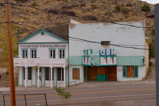 I have to think that the Gem movie theater subsumed the Thompson's Opera House, though that firewall projecting out of the roof throws me off a little. Today, the House is a tourist center, closed for the season, so I'll never know.