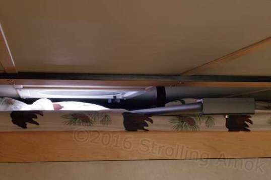 With the entire roof down, the clearance to the ceiling looks big, but that's deceiving since the lift panel assembly takes up considerable space way up there.