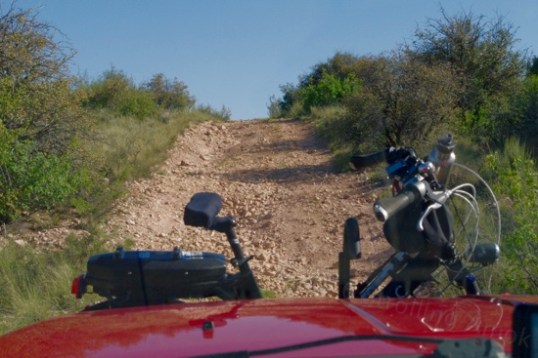 The climb is not that bad, but is loose enough that an empty 2WD pickup would never make it.