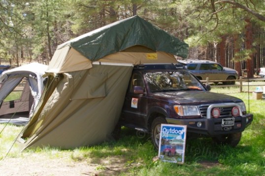 Given a proper mount, SUVs and other enclosed-body vehicles are a popular way to use rooftop tents.