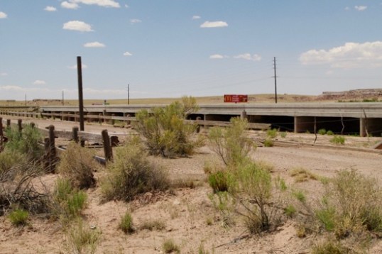 A short distance down that spur is a wooden bridge that is now next to I-40's concrete version.