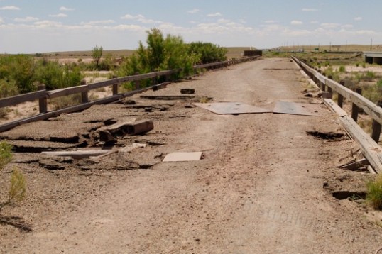 And it's officially closed, although thick steel sheets are band-aided over some troubled areas.